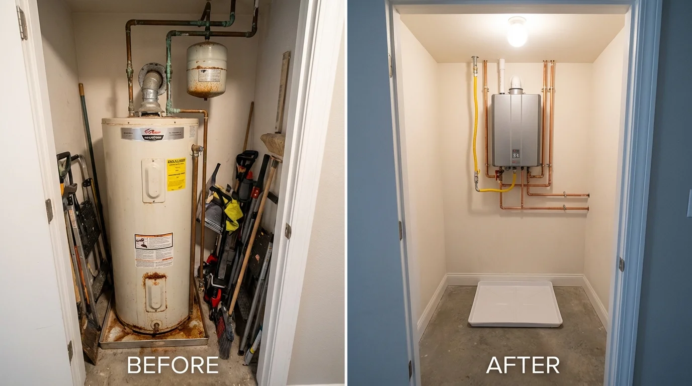 Tank water heater versus wall-mounted tankless unit comparison for Lyons, NY homeowners